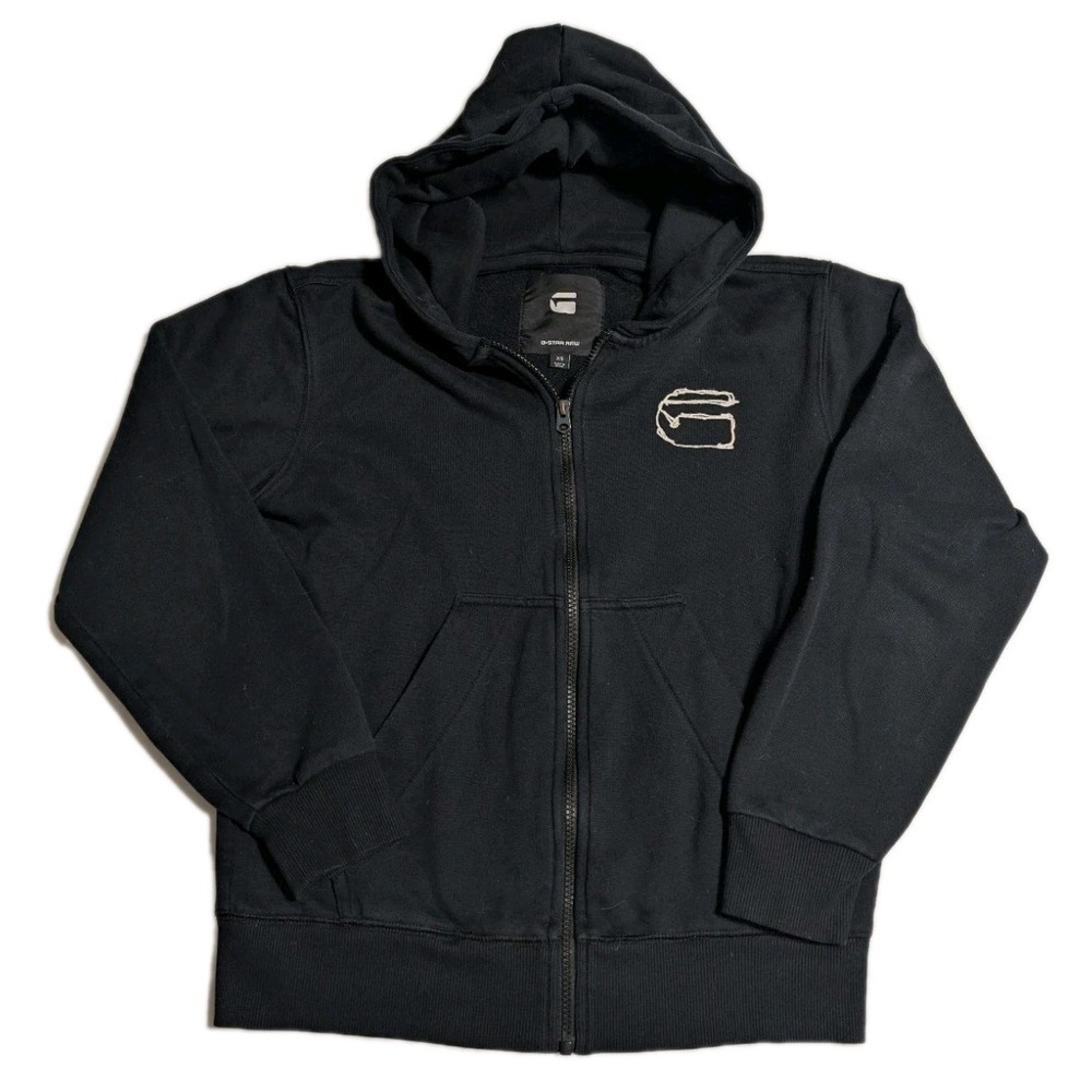G-Star Raw Monthon Zip Hoodie Womens XS Black‎ Full Zip Fleece Logo